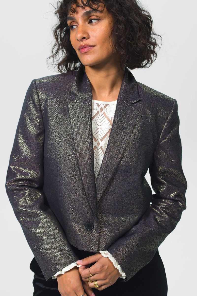 Cropped Blazer In Metallic-Optik - Goldfarben von Sissy-Boy