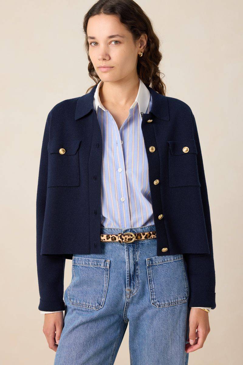 Strickjacke Mit Goldfarbenen Knöpfen - Dunkelblau von Sissy-Boy