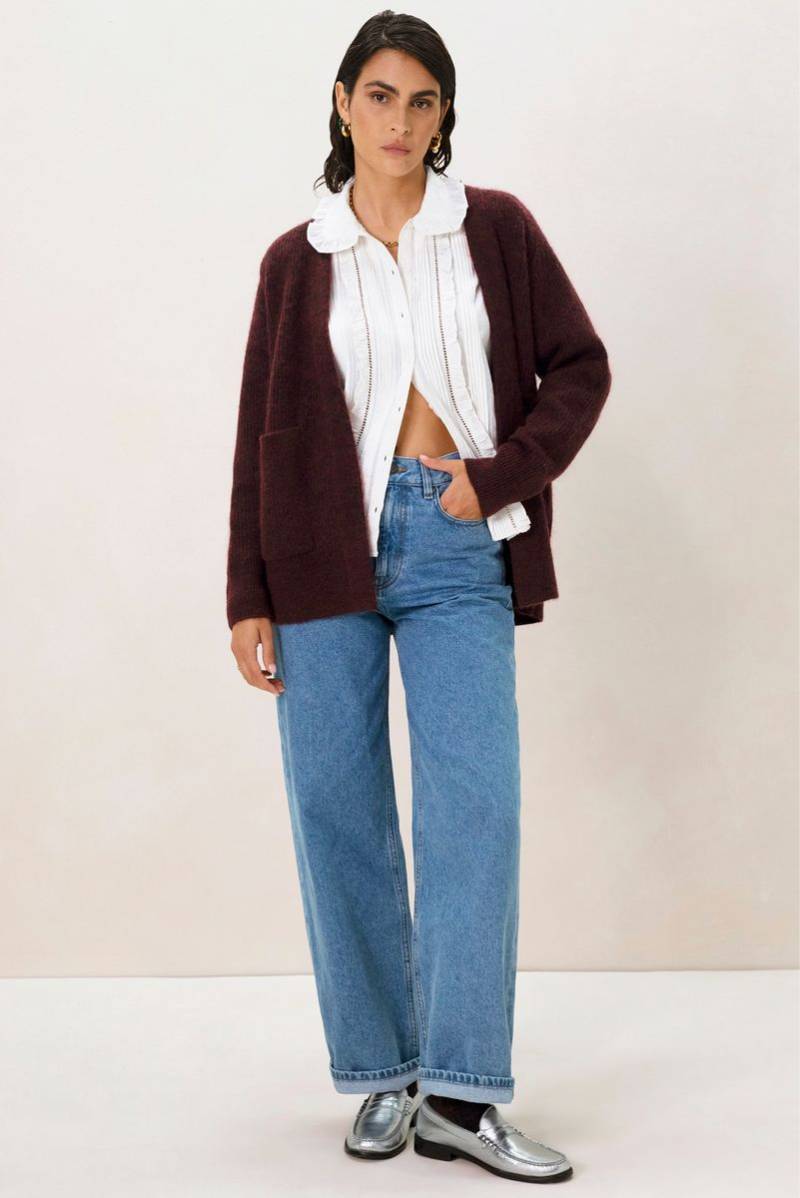 Strickjacke Ohne Verschluss - Dunkelbraun von Sissy-Boy