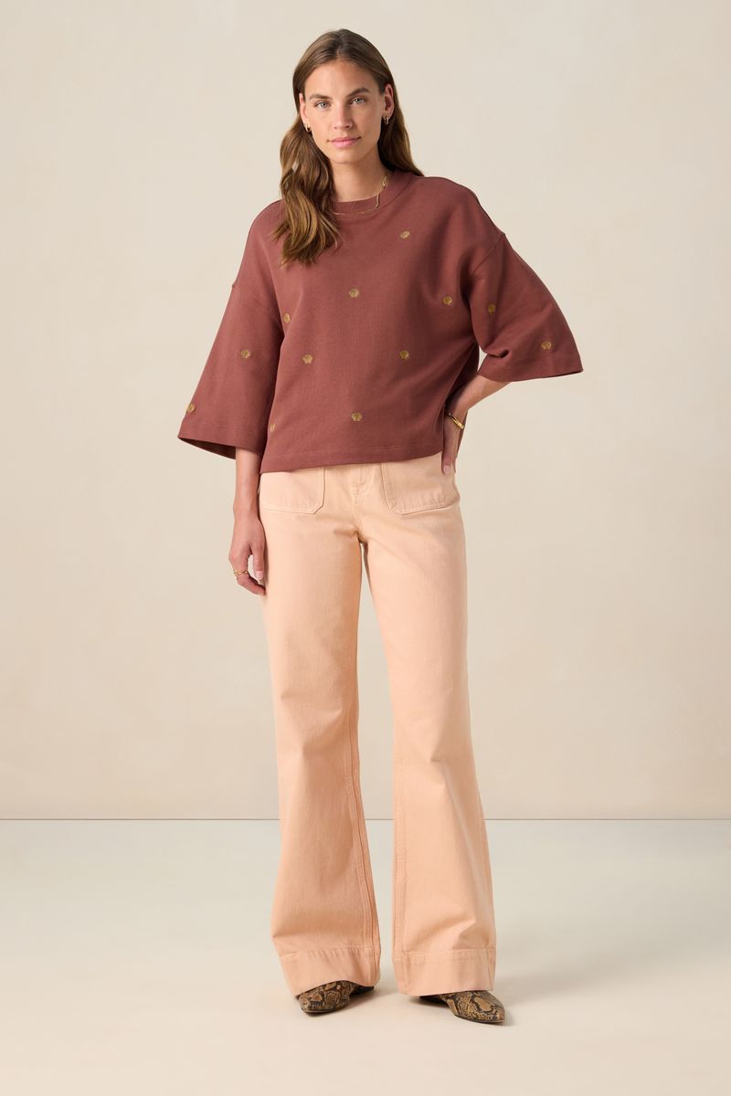 Donkerbruine Sweater Met Schelpen von Sissy-Boy