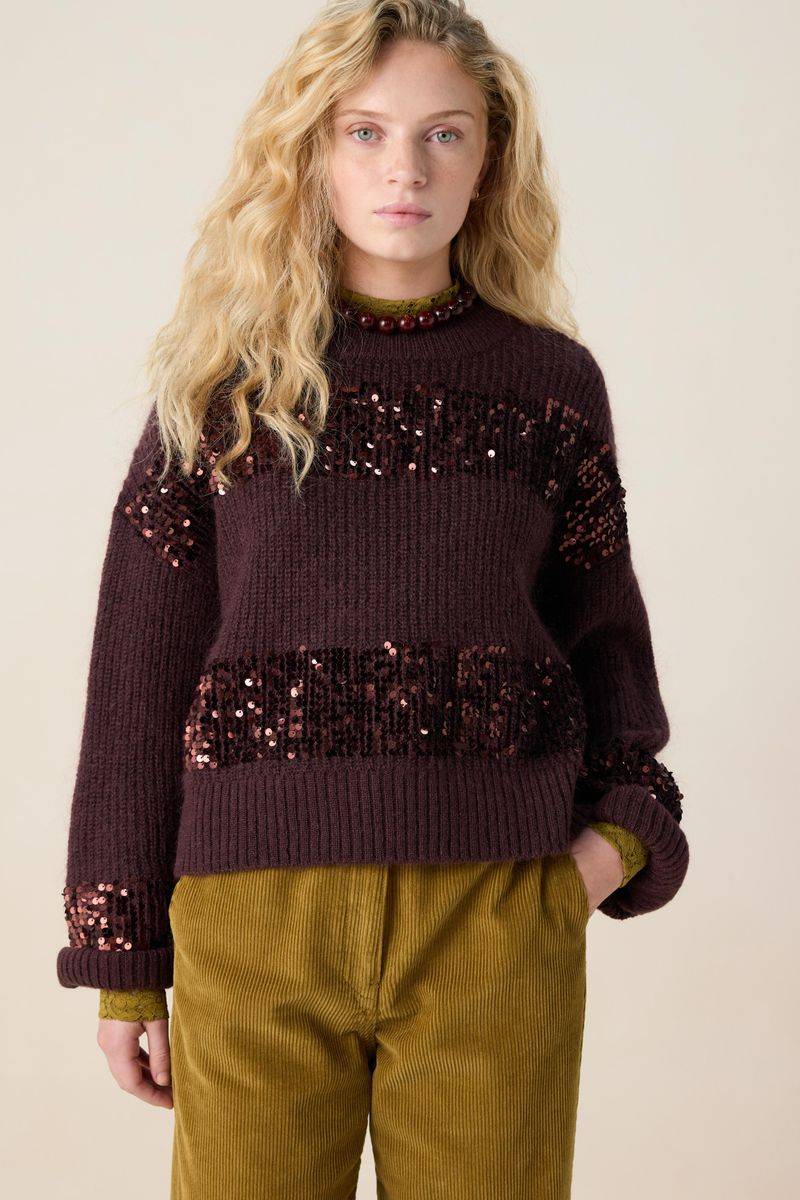 Pullover Mit Pailletten - Dunkelbraun von Sissy-Boy