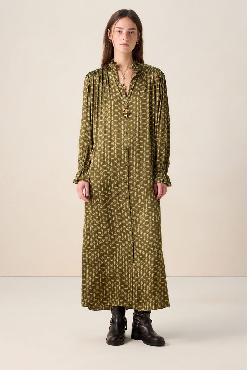 Gemustertes Maxi-Kleid - Dunkelgrün von Sissy-Boy