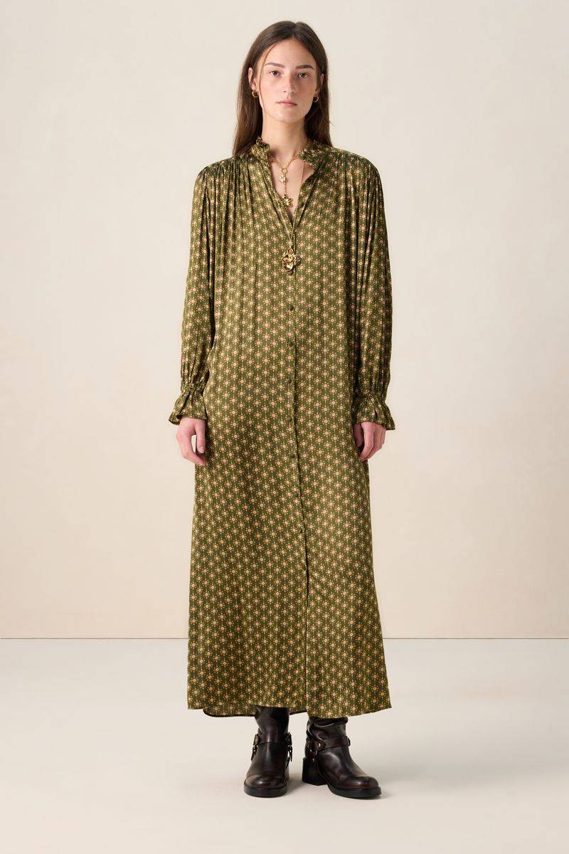 Gemustertes Maxi-Kleid - Dunkelgrün von Sissy-Boy