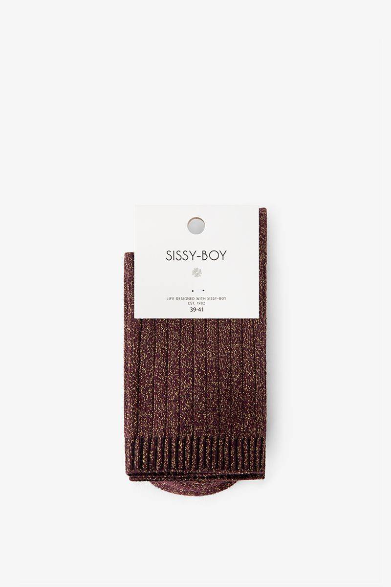 Glitzersocken Mit Rippmuster - Dunkelrot von Sissy-Boy