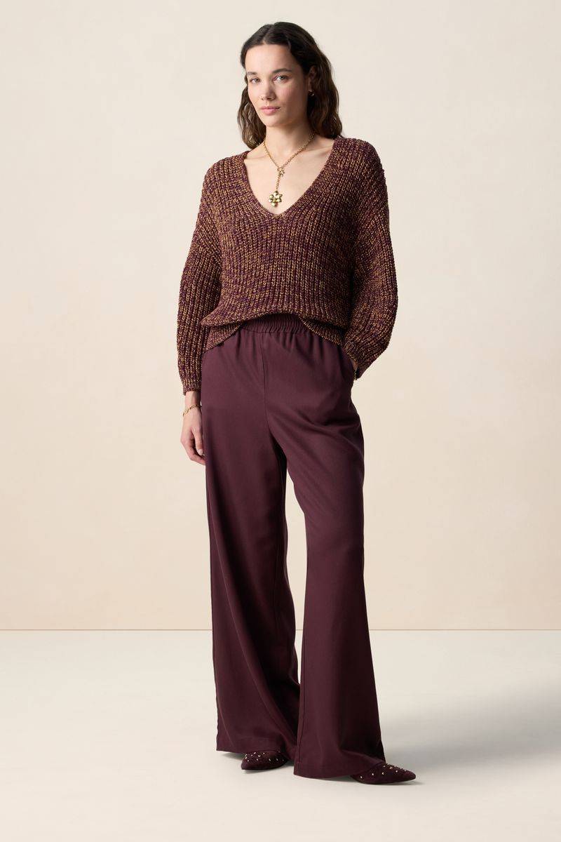 Lurex-Pullover Mit V-Ausschnitt - Dunkelrot von Sissy-Boy