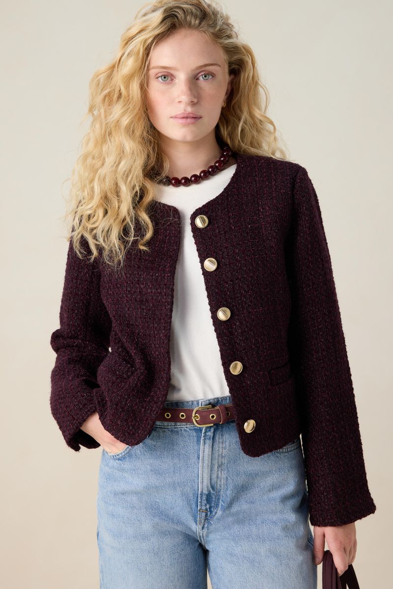 Bouclé-Jacke - Dunkelrot von Sissy-Boy