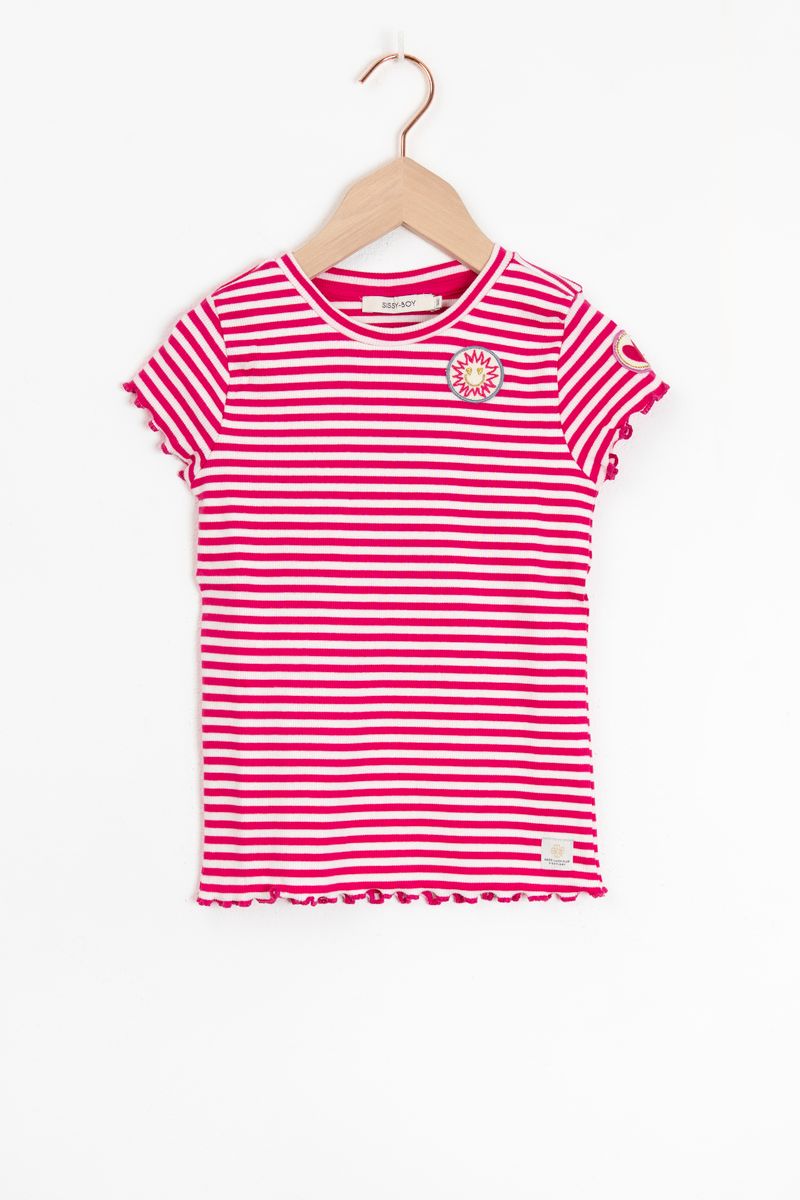 Gestreiftes Shirt Mit Aufnäher - Rosa von Sissy-Boy