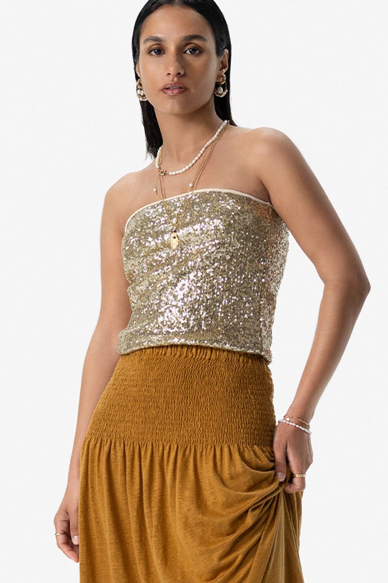 Bandeau-Top Mit Pailletten - Goldfarben von Sissy-Boy