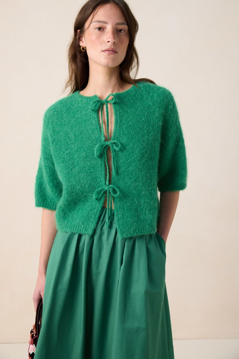 Wollstrickjacke Mit Schleifen - Grün von Sissy-Boy