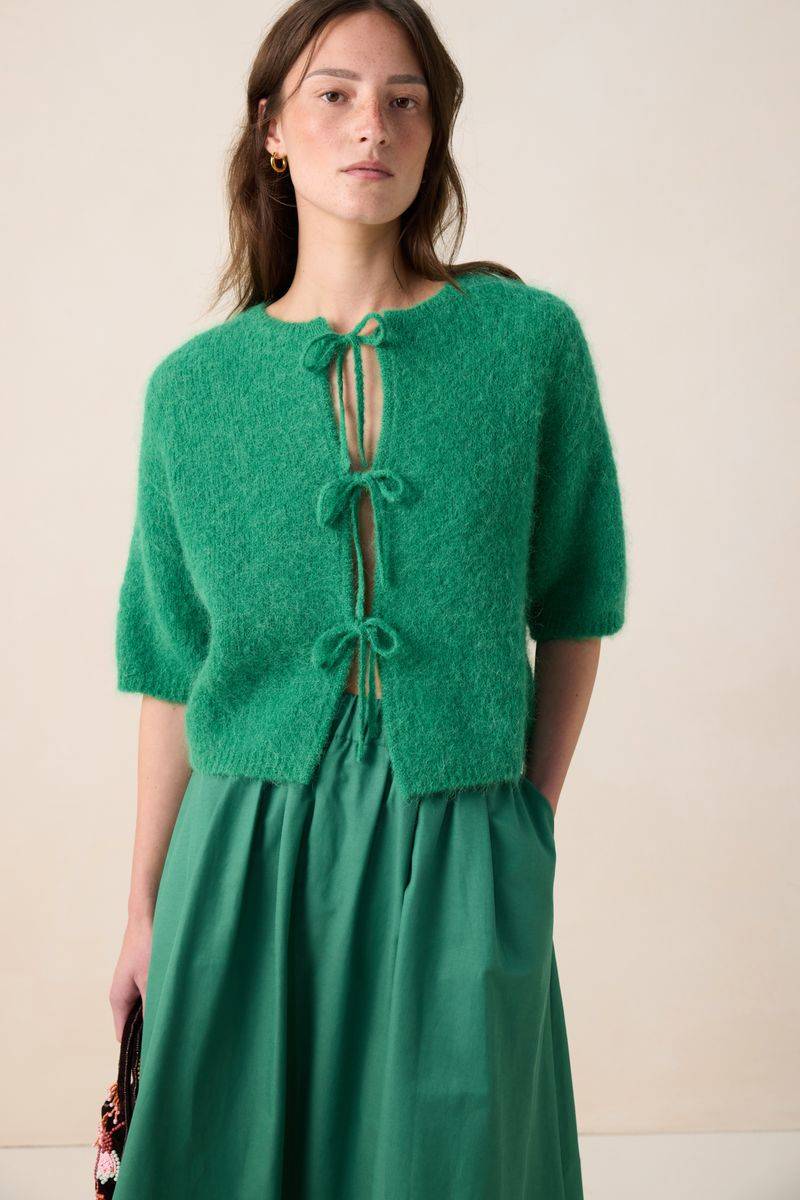 Wollstrickjacke Mit Schleifen - Grün von Sissy-Boy