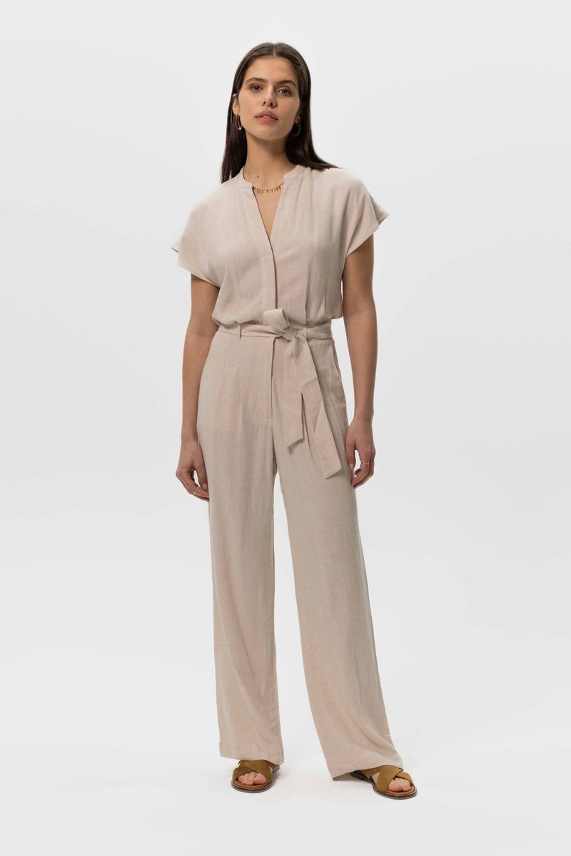 Leinenmix-Jumpsuit Mit Offenem Rücken - Beige von Sissy-Boy