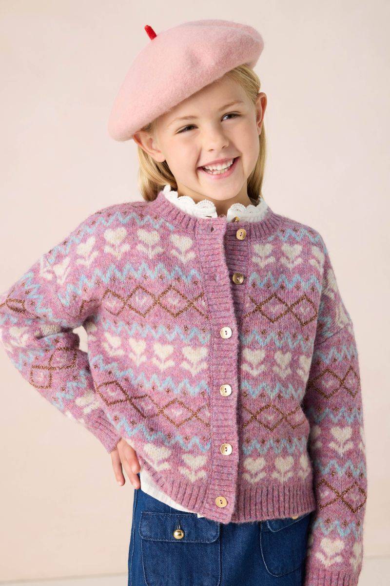 Jacquard-Strickjacke Mit Herzmuster - Lila von Sissy-Boy