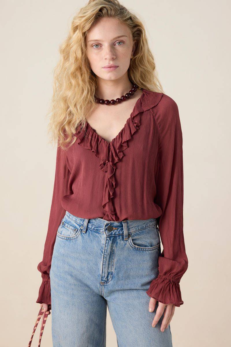 Bluse Mit Rüschen-Details - Dunkelrot von Sissy-Boy