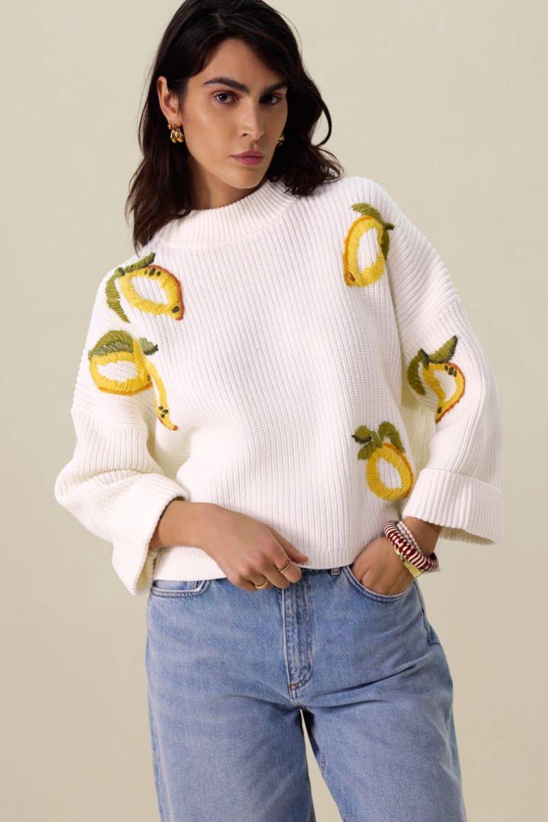 Strickpullover Mit Stickerei - Weiß von Sissy-Boy