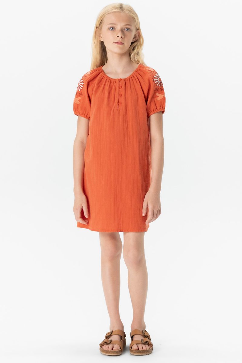 Musselin-Kleid Mit Stickerei - Orange von Sissy-Boy