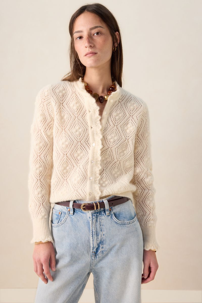 Ajour-Strickjacke - Weiß von Sissy-Boy