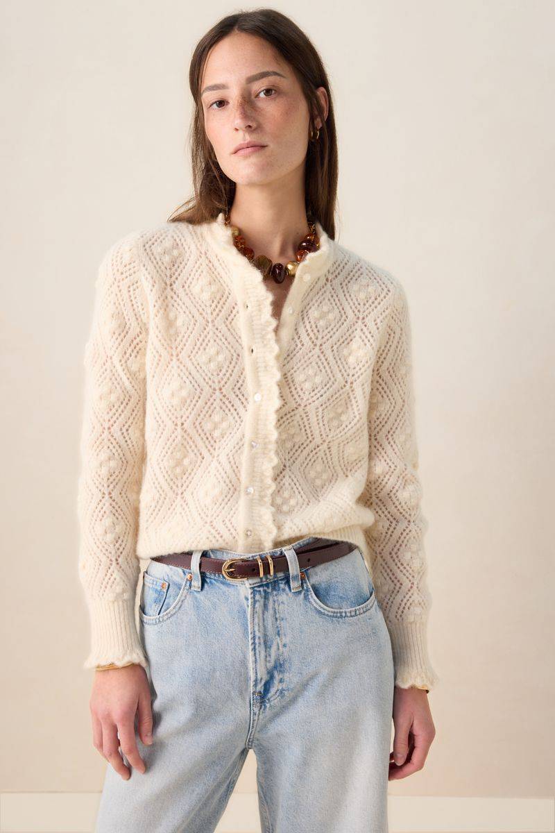 Ajour-Strickjacke - Weiß von Sissy-Boy
