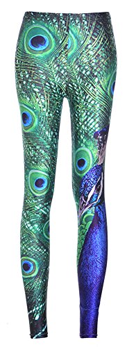 Sister Amy Elastische Damen-Leggings mit hoher Taille, geometrischer Druck, Knöchel, Pfauen, X-Klein Sister Amy Elastische Damen-Leggings mit hoher Taille, geometrischer Druck, Knöchel, Pfauen, X-Klein von Sister Amy