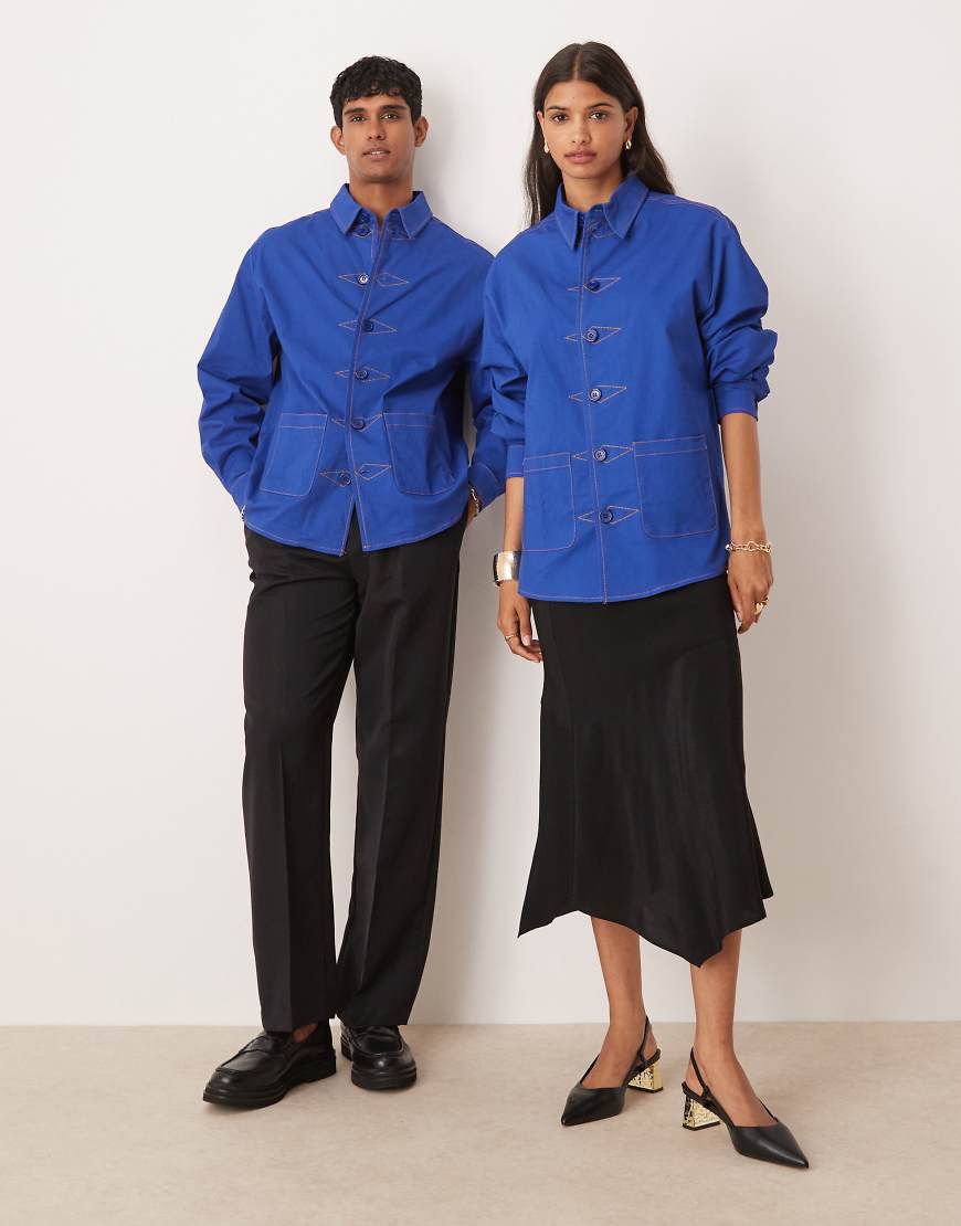 Sister Jane - Jacke im Workwear-Stil in Blau mit abnehmbarer Brosche von Sister Jane Mens
