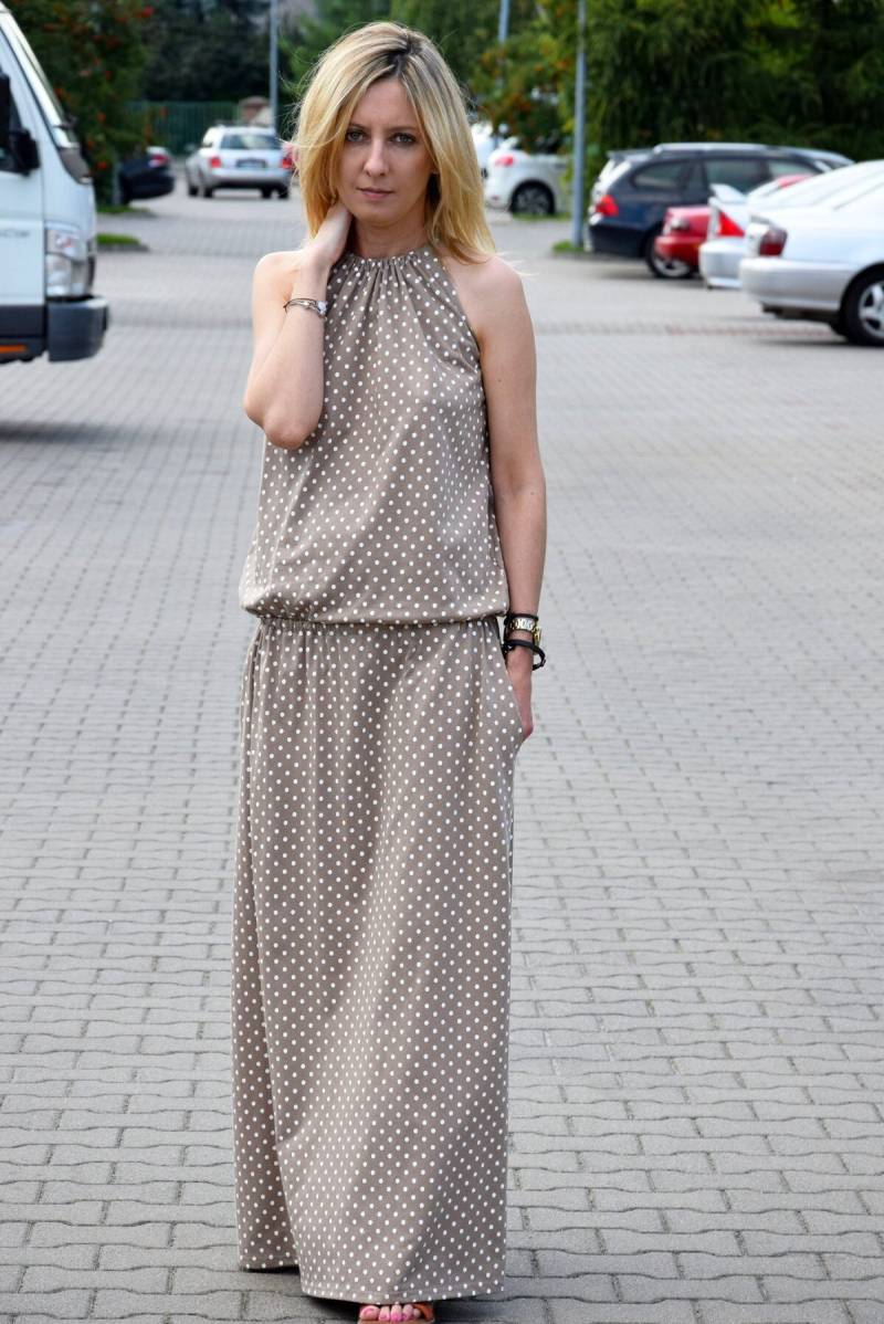 Amira - Maxi Kleid Aus Baumwolle/Sommerkleid Urlaub Kleid Ärmelloses Gepunktete Made in Polen Boden von SistersBrand