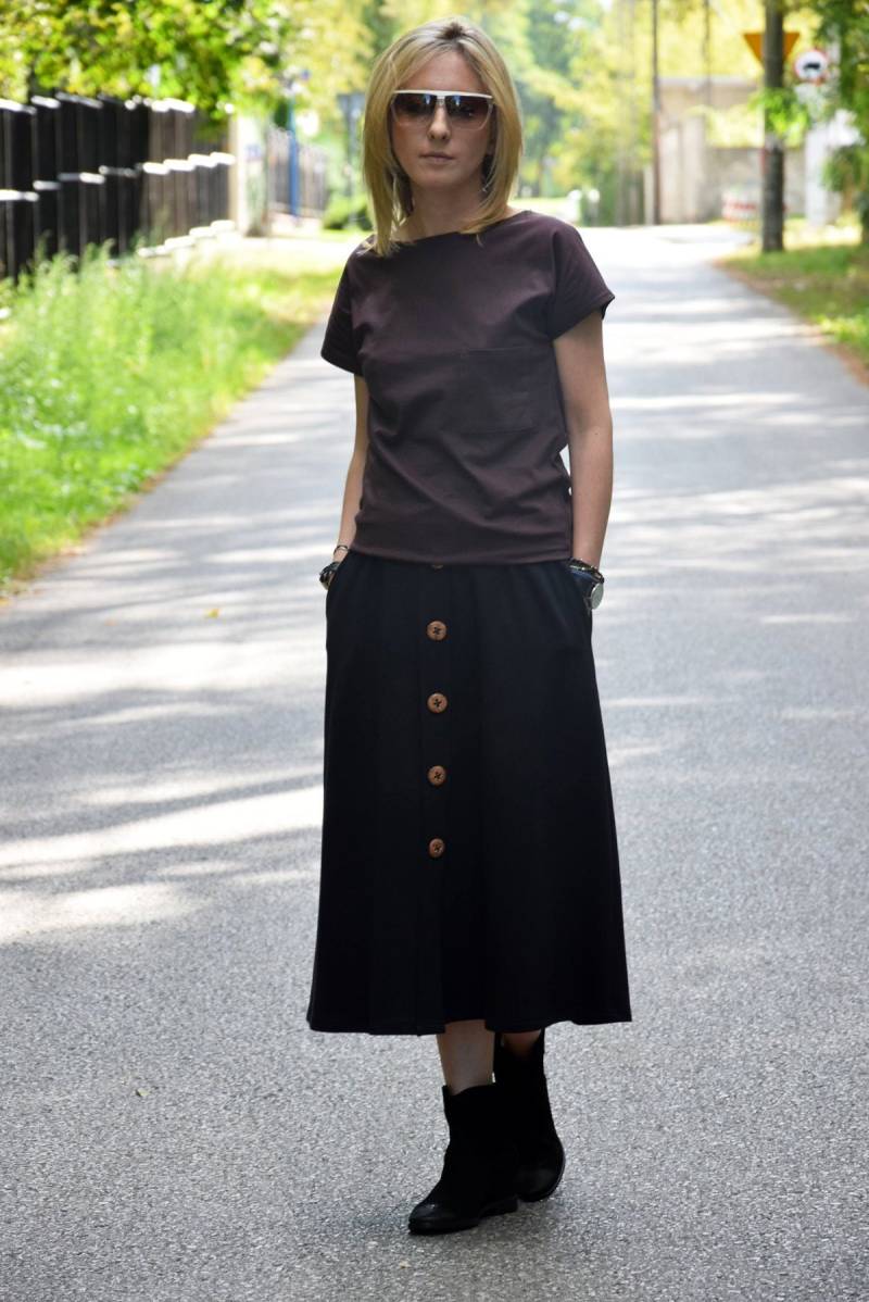 Baumwoll Midi Rock Mit Knöpfen Und Taschen von SistersBrand