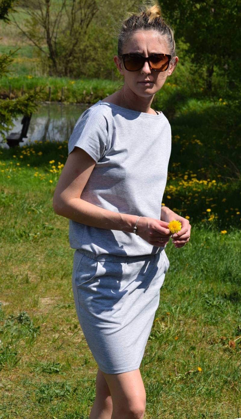 Baumwoll Mini Kleid, Kurzarm Kleid Mit Taschen, Bügeleisen von SistersBrand