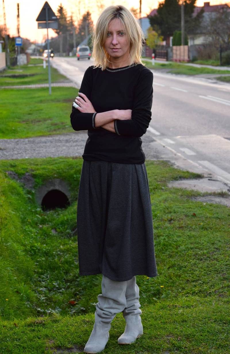 Baumwoll Midi Rock, Graphite Kari von SistersBrand