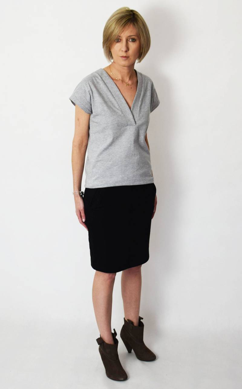 Baumwolle V-Ausschnitt Bluse, Kurzarm Sommer T-Shirt, Vivo von SistersBrand