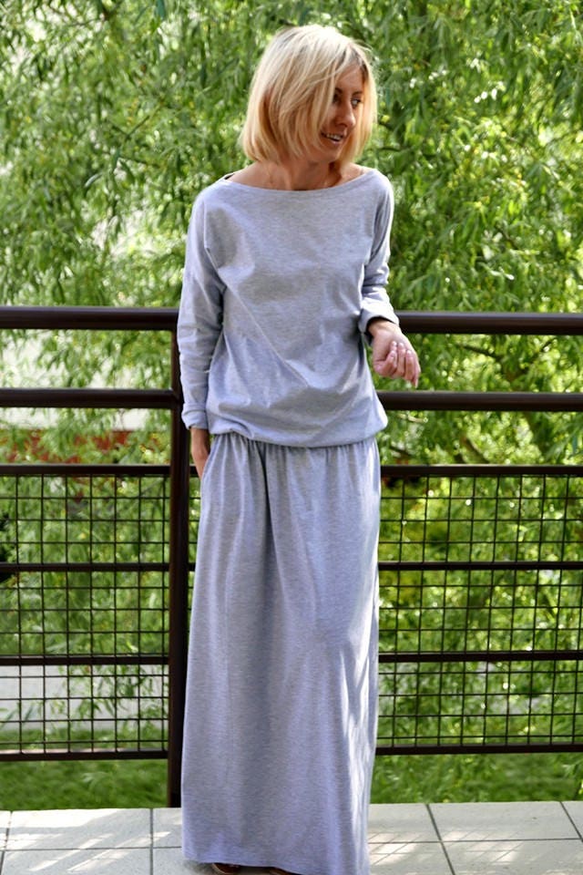 Baumwoll Maxi Kleid Mit Taschen Langes Ärmelloses von SistersBrand