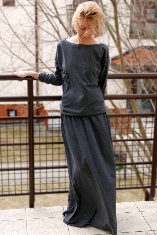 Maxikleid Aus Baumwolle Mit Taschen Langarm-Elastikbund von SistersBrand