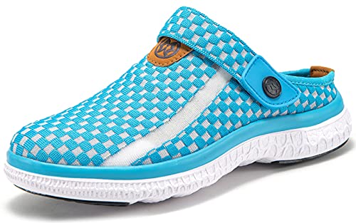 Clogs Damen Pantoletten Sommer Hausschuhe Atmungsaktiv rutschfest Weiche Sohle Gartenschuhe Strand Sandalen, Himmelblau, 38 EU von Sisttke