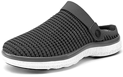 Clogs Hausschuhe Damen Herren Sommer Gartenschuhe Pantoletten Unisex Mesh Slippers Outdoor Strand Schuhe Hollow Strand Sandalen, Graphitgrau, 38 EU von Sisttke
