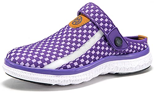 Clogs Hausschuhe Damen Herren Sommer Gartenschuhe Pantoletten Unisex Mesh Slippers Outdoor Strand Schuhe Hollow Strand Sandalen, Lila, 39 EU von Sisttke