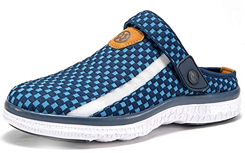 Clogs Hausschuhe Damen Herren Sommer Gartenschuhe Pantoletten Unisex Mesh Slippers Outdoor Strand Schuhe Hollow Strand Sandalen, Navy blau, 39 EU von Sisttke