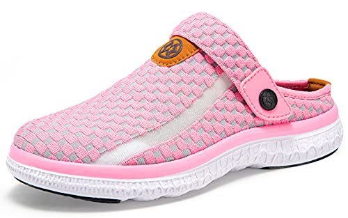 Clogs Hausschuhe Damen Herren Sommer Gartenschuhe Pantoletten Unisex Mesh Slippers Outdoor Strand Schuhe Hollow Strand Sandalen, Rosa, 36 EU von Sisttke