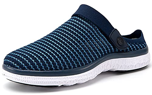 Clogs Hausschuhe Damen Herren Sommer Schuhe Gartenschuhe Mesh Slippers Outdoor Pantoletten Strand Sandalen, Dunkelblau, 43 EU von Sisttke