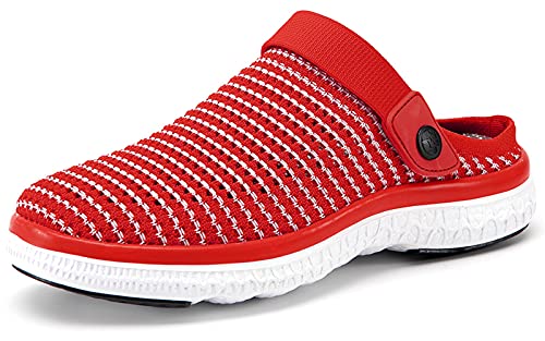 Clogs Hausschuhe Damen Herren Sommer Schuhe Gartenschuhe Mesh Slippers Outdoor Pantoletten Strand Sandalen, Pures Rot, 42 EU von Sisttke