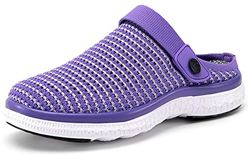 Clogs Hausschuhe Damen Herren Sommer Schuhe Gartenschuhe Mesh Slippers Outdoor Pantoletten Strand Sandalen, Pures Violett, 42 EU von Sisttke