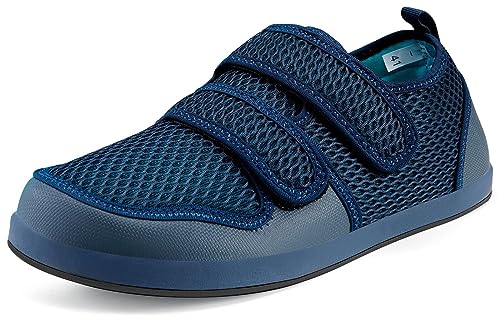 Diabetiker Hausschuhe Herren Damen Arthritis Ödem Verstellbare Verschluss Sandalen Extra Weit Klettverschuß Freizeitschuhe Bequemer Rehaschuhe für Senioren,Blau-B,41 EU von Sisttke