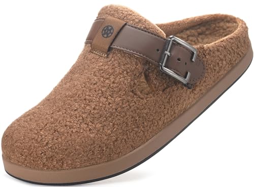 Hausschuhe Damen Herren Gefütter Clogs Winter Bequeme Wärme Plüsch Flauschige Haus Pantoletten Gartenschuhe Schlappen Schuhe Mit Polar Fleece-Futter,Braun,37 EU von Sisttke