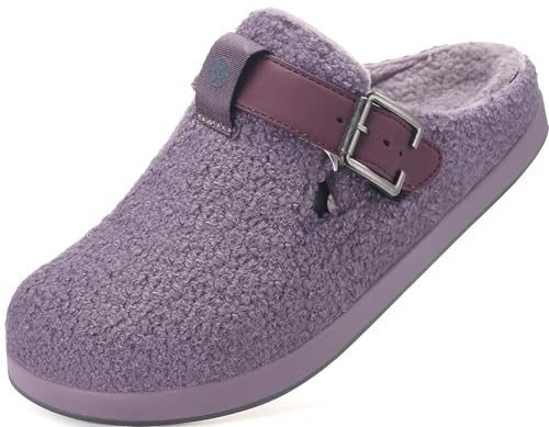 Hausschuhe Damen Herren Gefütter Clogs Winter Bequeme Wärme Plüsch Flauschige Haus Pantoletten Gartenschuhe Schlappen Schuhe Mit Polar Fleece-Futter,Violett,40 EU von Sisttke