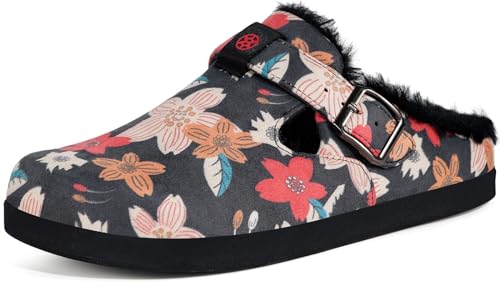 Sisttke Clogs Gefüttert Herren Damen Warme Hausschuhe Lined Suede Pantoletten Winter Slipper rutschfest, Multi, 36 EU von Sisttke