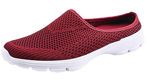 Sisttke Hausschuhe Damen Clogs Herren Slip On Pantoffeln Sommer Outdoor Atmungsaktiv Bequeme Gartenschuhe rutschfest Badelatschen,Rot-EE,38 EU von Sisttke