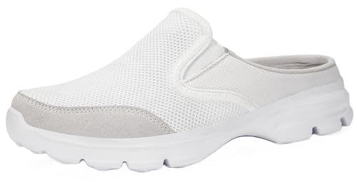 Sisttke Hausschuhe Damen Clogs Herren Slip On Pantoffeln Sommer Outdoor Atmungsaktiv Bequeme Gartenschuhe rutschfest Schlupfschuhe Slipper,Weiß-HH,45 EU von Sisttke
