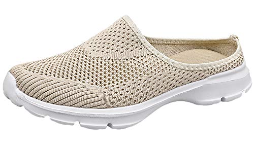 Sisttke Hausschuhe Damen Herren Clogs Slip On Pantoffeln Sommer Outdoor Atmungsaktiv Bequeme Gartenschuhe rutschfest Schlupfschuhe Sabots,Beige-DD,36 EU von Sisttke