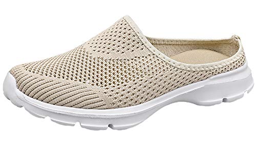 Sisttke Hausschuhe Damen Herren Clogs Slip On Pantoffeln Sommer Outdoor Atmungsaktiv Bequeme Gartenschuhe rutschfest Schlupfschuhe Sabots,Beige-HH,39 EU von Sisttke
