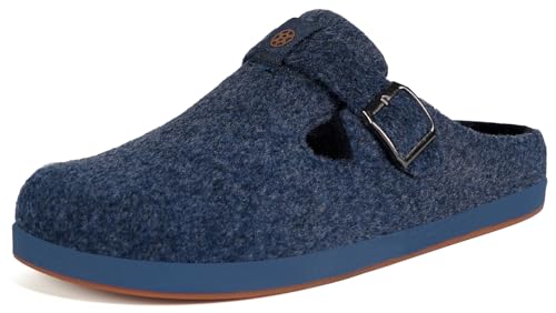 Sisttke Hausschuhe Damen Herren Filzpantoffeln Unisex Winter Filz Pantoffeln Geschlossen Slipper Weiche Pantoffel Rutschfester Gummisohle,Dunkel Blau,37EU von Sisttke