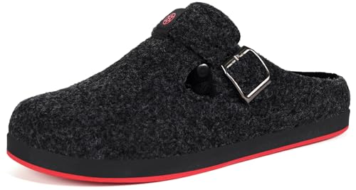 Sisttke Hausschuhe Damen Herren Filzpantoffeln Unisex Winter Geschlossen Bequeme Pantoffeln mit Wechselfußbett,Schwarz,37 EU von Sisttke