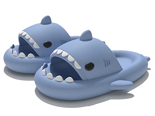 Sisttke Hausschuhe Kinder Badelatschen Shark Sildes Slippers Mädchen Jungen Cute Hai Sandalen Sommer Badeschlappen rutschfeste Pantoletten Dusch Badeschuhe Strand,Himmel blau,28/29 EU,Etikett 190 von Sisttke