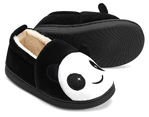 Sisttke Hausschuhe Kinder Mädchen Jungen Baumwolle Pantoffeln Plüsch Wärme Weiche Kuschelige Slippers, Schwarz, 30/31 EU, Tag 210 von Sisttke